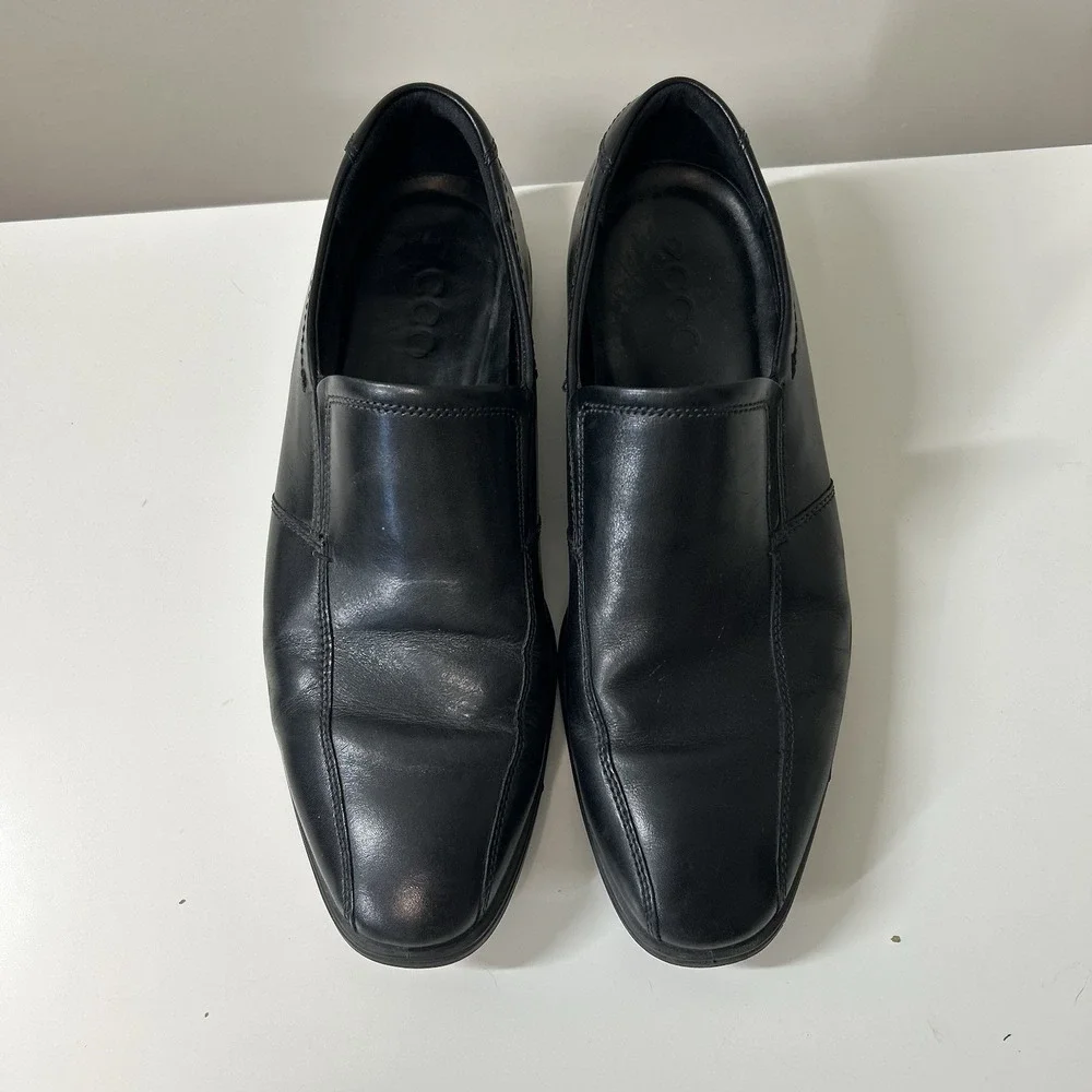 Ecco Shoes Mens 44 US 11 Leather Slip On Black Leather Comfort Formal Career